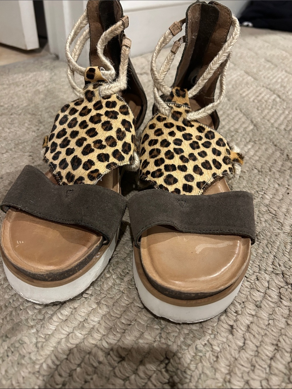 Diba True Leopard Print Rope-Wrap Wedge Sandals - Brown/Leopard - Picture 2 of 11